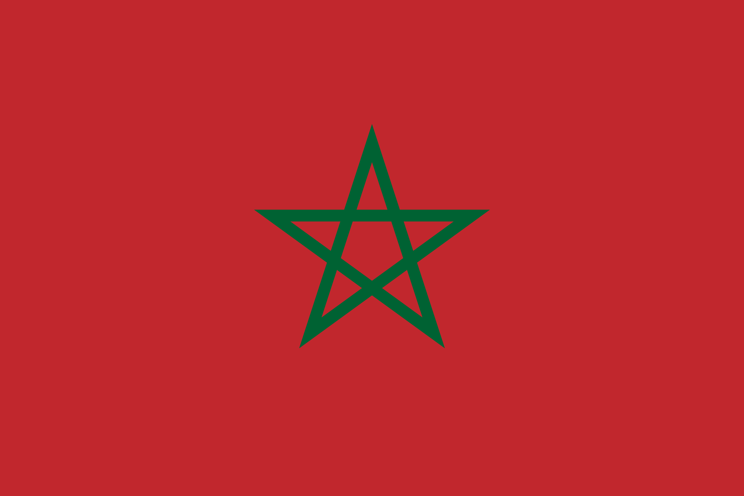 Morocco's flag, which has a red background with a five-pointed green star in the center