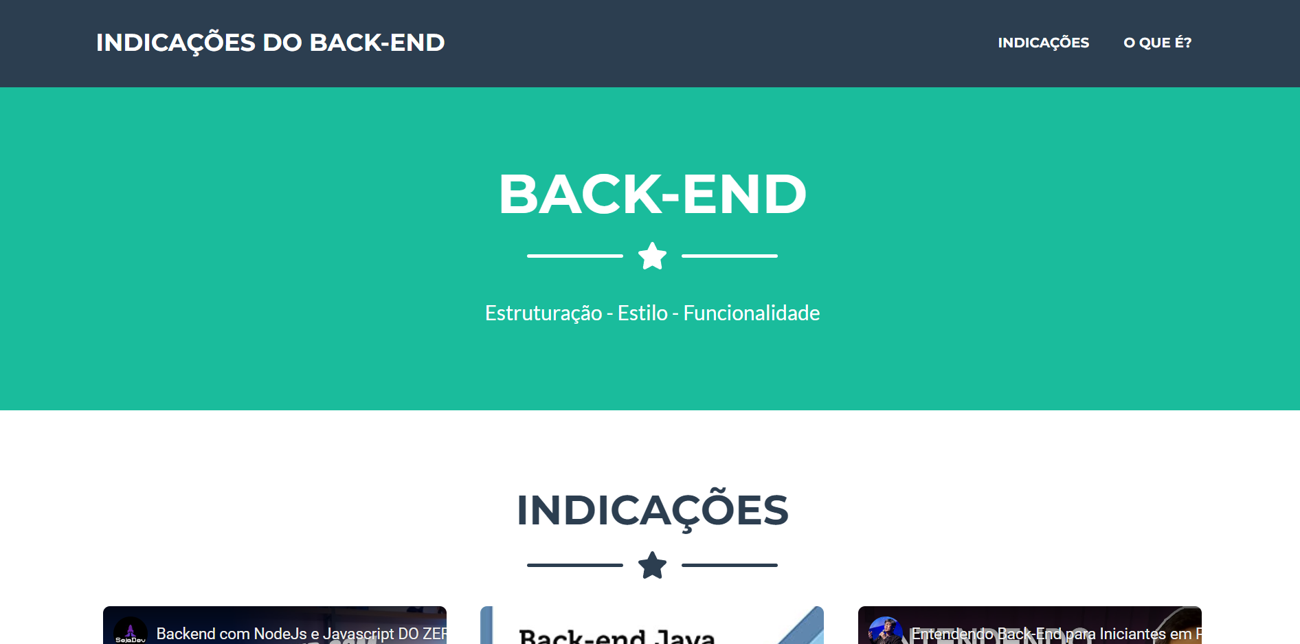 Site da indicação de back end